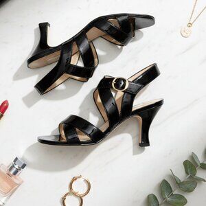 Calico "Sandcastle" Patent Strappy Heels